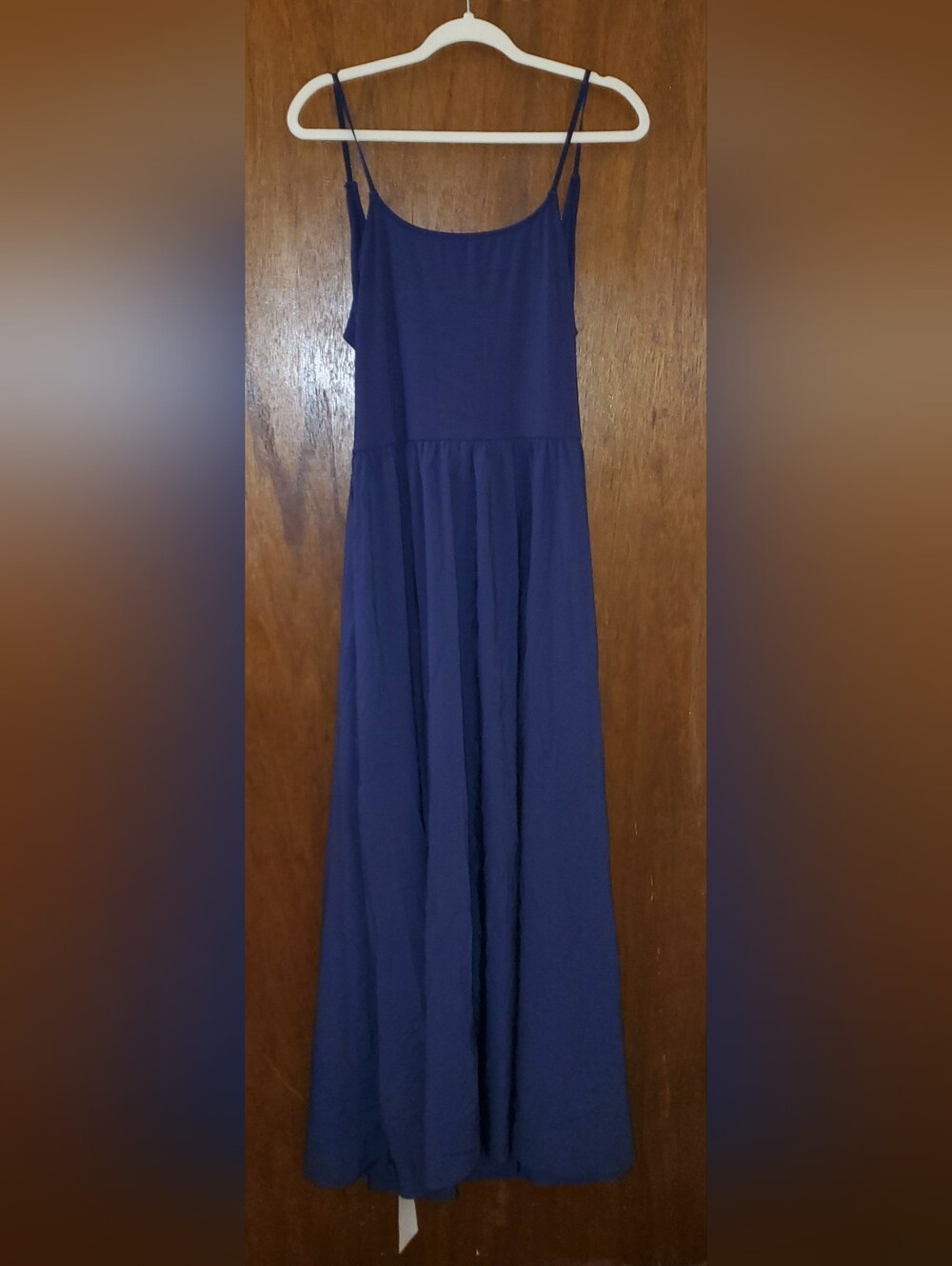 NWT Halara Breezeful Back Cut Out Navy Blue Maxi Dress Pockets Sz Large